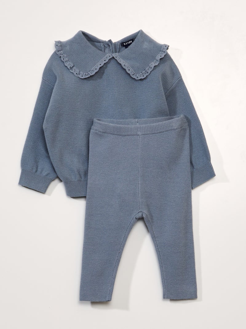Conjunto camisola + leggings caneladas AZUL - Kiabi