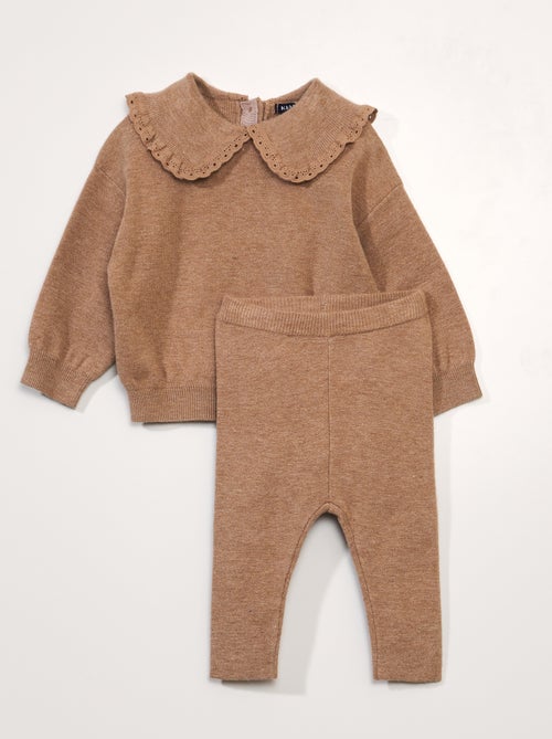 Conjunto camisola + leggings caneladas - Kiabi
