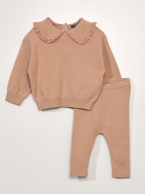 Conjunto camisola + leggings caneladas - Kiabi