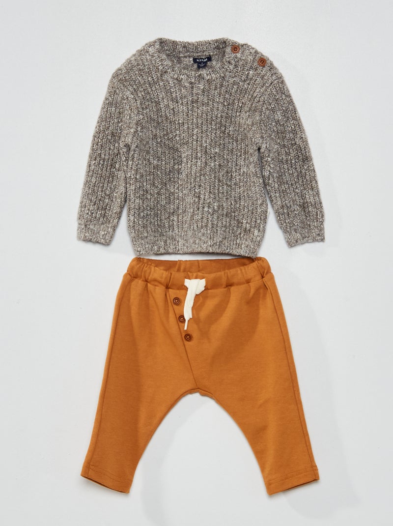 Conjunto camisola + saruel Castanho - Kiabi