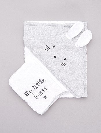 Conjunto capa de banho e luva 'coelho' - Kiabi