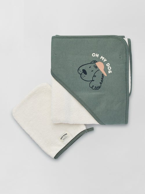 Conjunto capa de banho e luva de banho - Kiabi