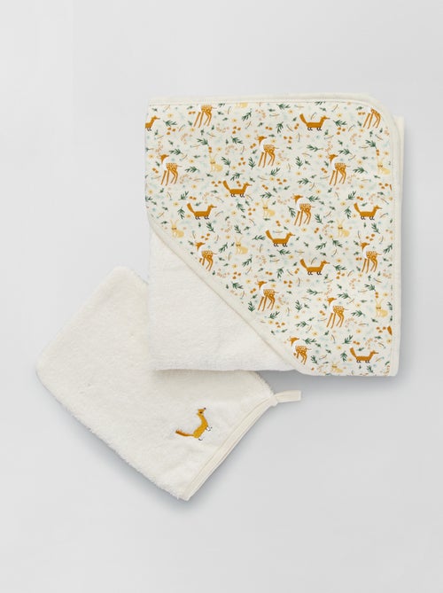 Conjunto capa de banho e luva de banho - Kiabi