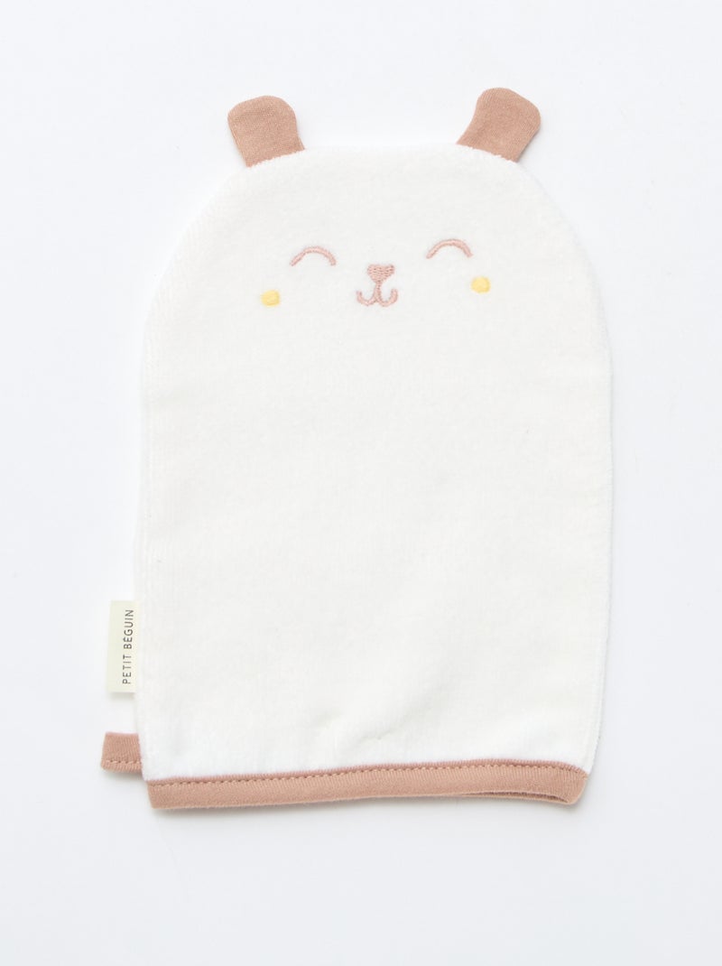 Conjunto capa de banho + luva 'Petit Béguin' Branco - Kiabi