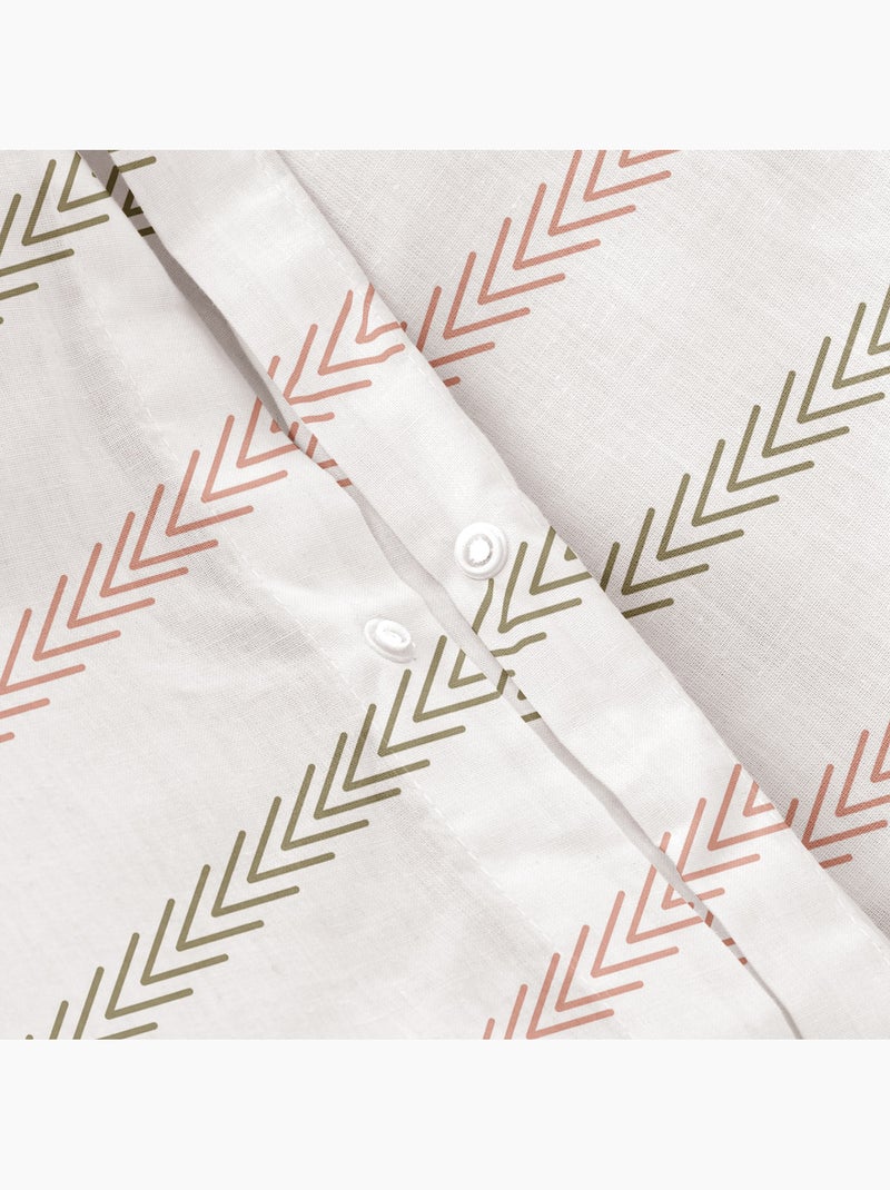 Conjunto capa de edredão 100% algodão às riscas com fronha(s), fecho de pressão - gamusi. Verde - Kiabi
