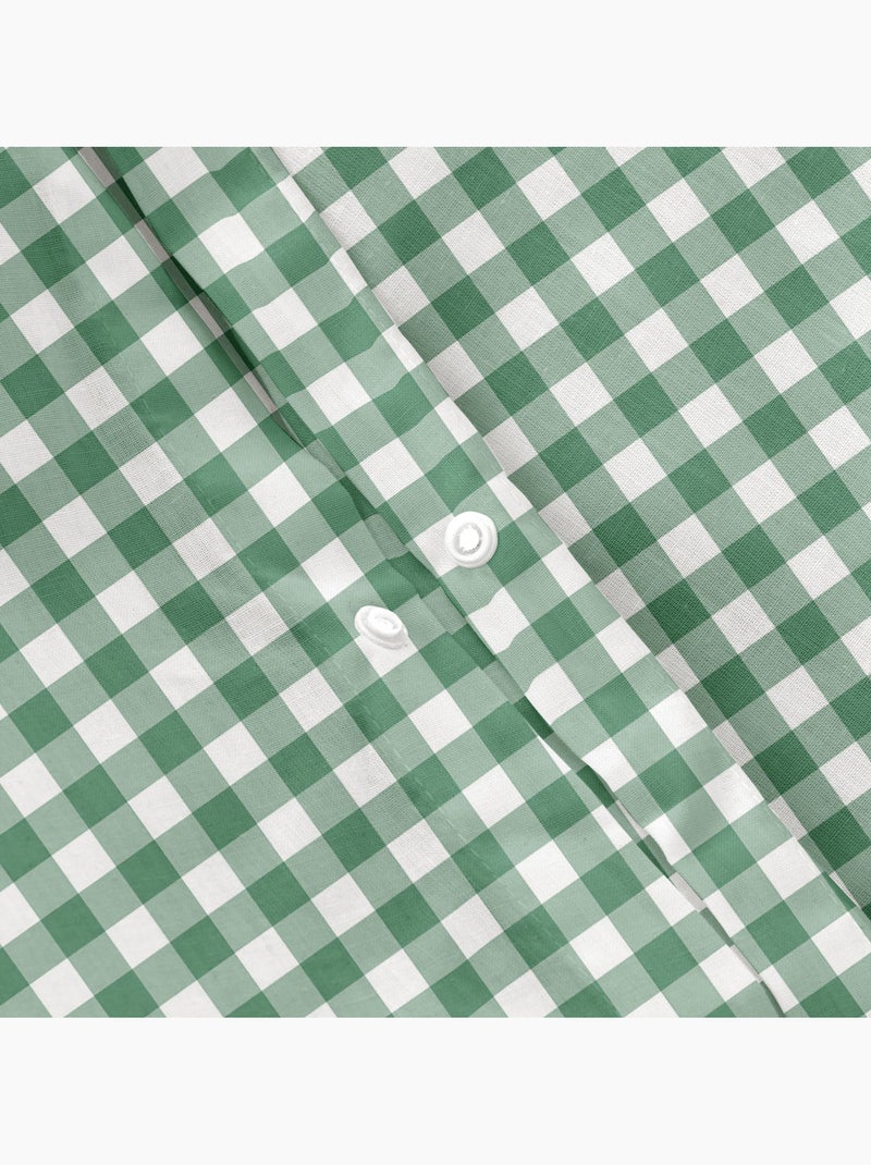 Conjunto capa de edredão 100% algodão vichy com fronha(s), fecho de pressão - gamusi. Verde-água - Kiabi
