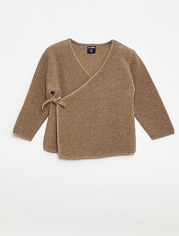 Conjunto casaco cache-cœur + leggings em malha - 2 peças