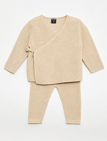 Conjunto colete cache-cœur + leggings em malha - 2 peças