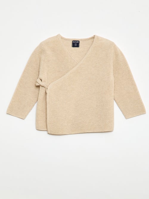 Conjunto casaco de amarrar + leggings em malha - 2 peças - Kiabi