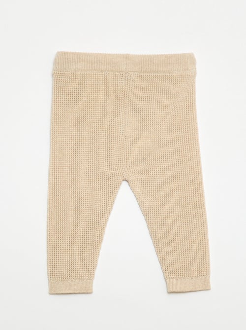 Conjunto casaco de amarrar + leggings em malha - 2 peças - Kiabi