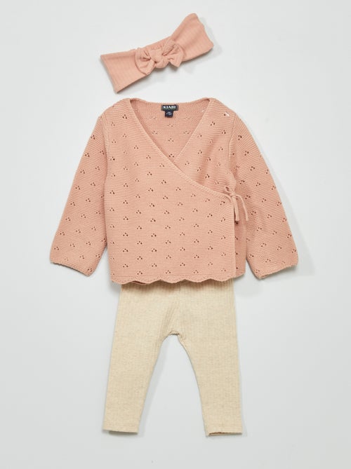 Conjunto casaco + leggings + bandolete - 3 peças - Kiabi