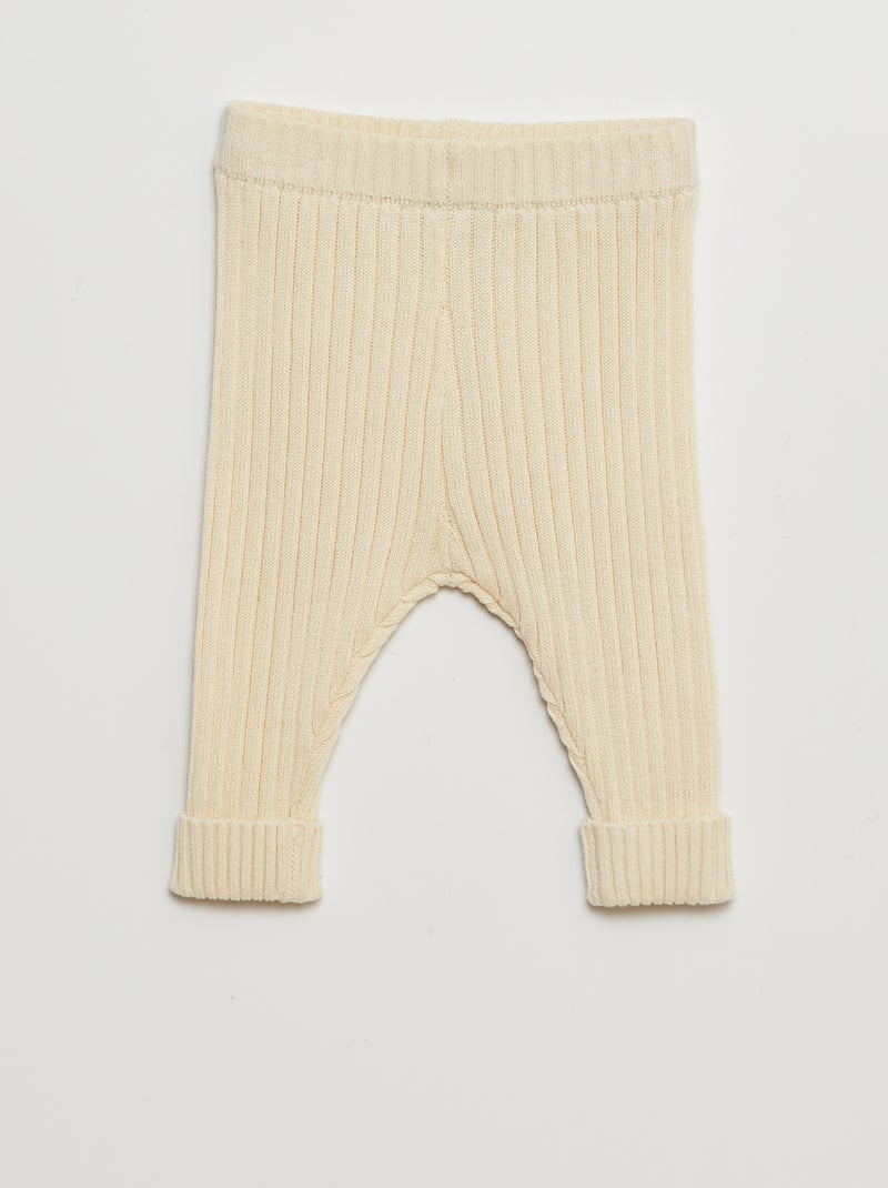 Conjunto casaco + leggings nervuradas - 2 peças Branco - Kiabi