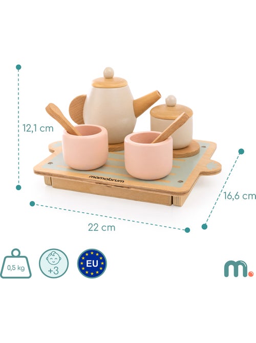 Conjunto cha madeira infantil 22x16cm tabuleiro gaveta 18 pcs mamabrum - Kiabi