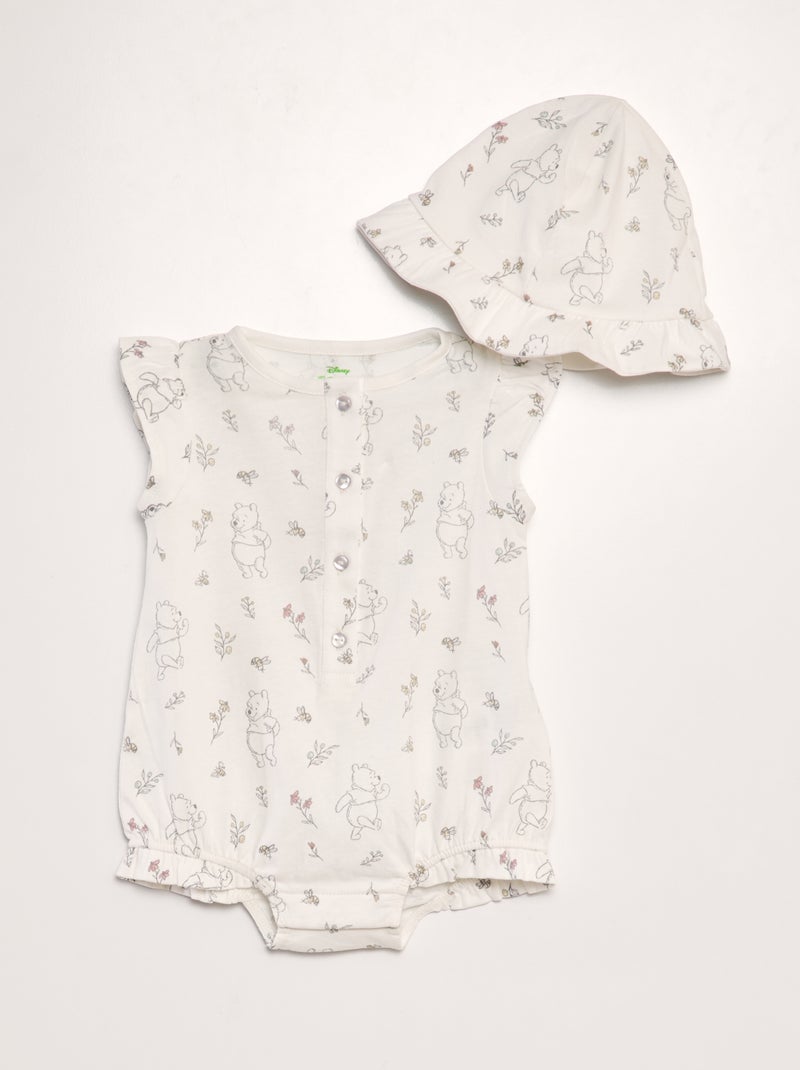 Conjunto chapéu + macacão curto 'Winnie' - 2 peças BRANCO - Kiabi