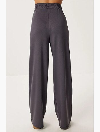 Conjunto co-ord canelado color block com calças de perna larga istanbul