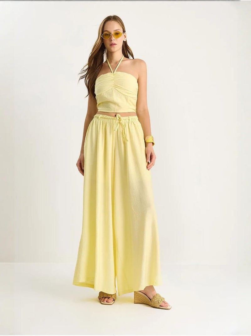 Conjunto co-ord de duas peças ajustado com gola em coração lucci Amarelo-limão - Kiabi