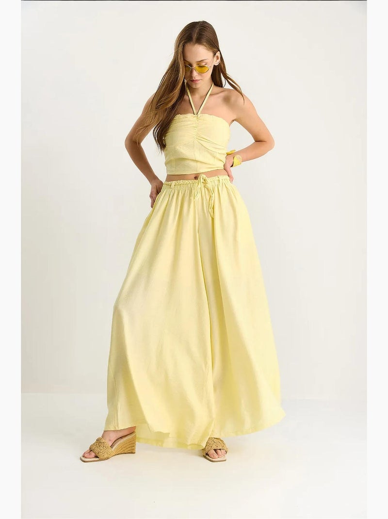 Conjunto co-ord de duas peças ajustado com gola em coração lucci Amarelo-limão - Kiabi