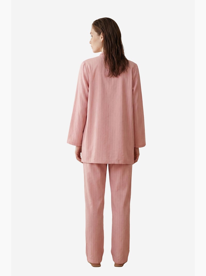 Conjunto co-ord de duas peças às riscas com colarinho aberto my fashion Rosa doce - Kiabi