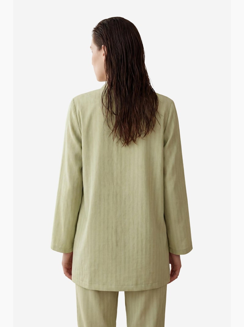 Conjunto co-ord de duas peças às riscas com colarinho aberto my fashion Verde pastel - Kiabi