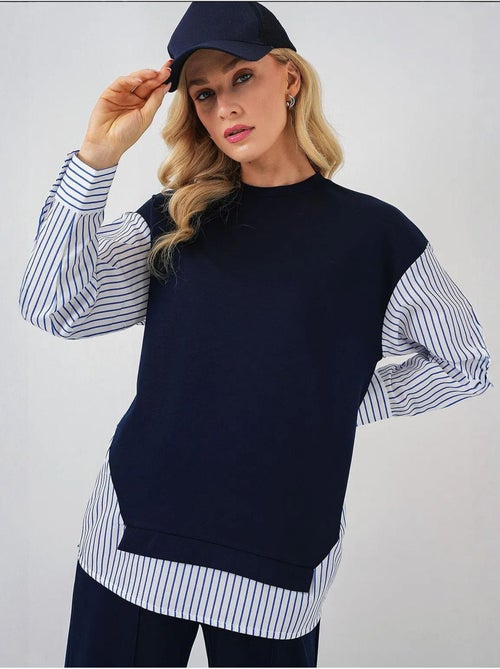 Conjunto co-ord de duas peças às riscas comprido com decote redondo bdart - Kiabi Conjunto co-ord de duas peças às riscas comprido com decote redondo bdart - Kiabi
