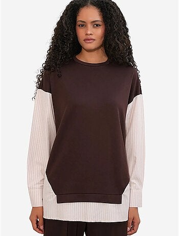 Conjunto co-ord de duas peças às riscas comprido com decote redondo bdart