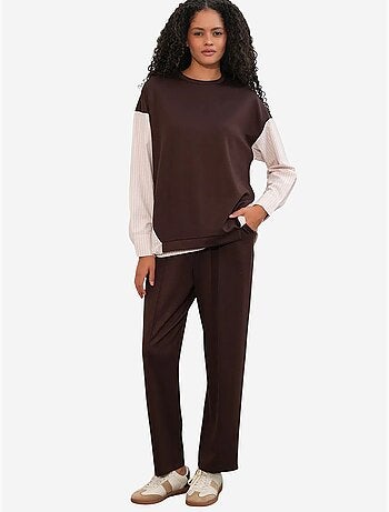 Conjunto co-ord de duas peças às riscas comprido com decote redondo bdart