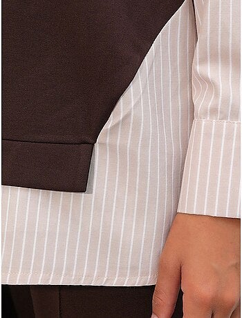 Conjunto co-ord de duas peças às riscas comprido com decote redondo bdart