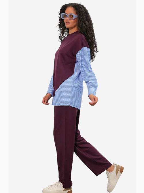 Conjunto co-ord de duas peças às riscas comprido com decote redondo bdart - Kiabi Conjunto co-ord de duas peças às riscas comprido com decote redondo bdart - Kiabi