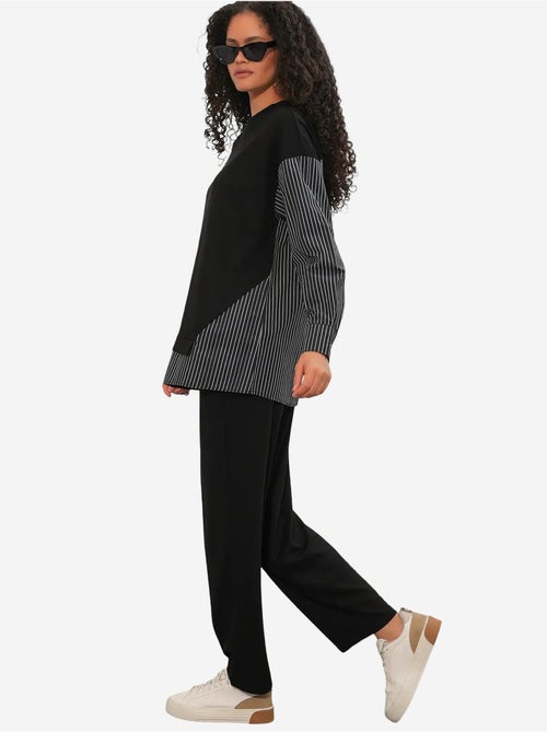 Conjunto co-ord de duas peças às riscas comprido com decote redondo bdart - Kiabi Conjunto co-ord de duas peças às riscas comprido com decote redondo bdart - Kiabi
