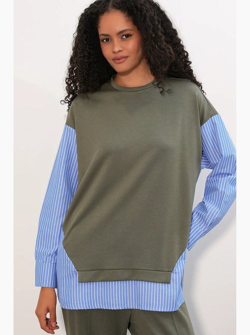 Conjunto co-ord de duas peças às riscas comprido com decote redondo bdart - Kiabi Conjunto co-ord de duas peças às riscas comprido com decote redondo bdart - Kiabi