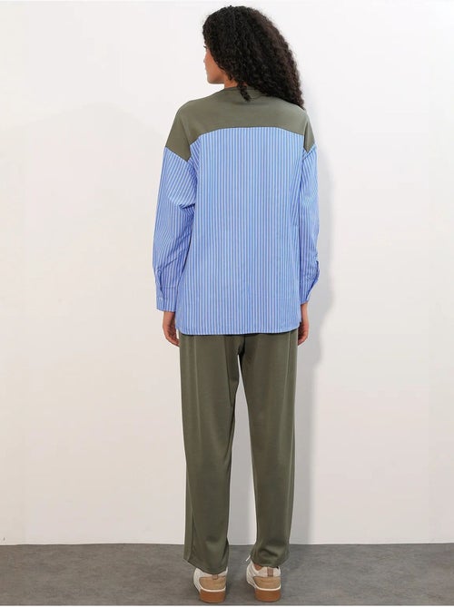 Conjunto co-ord de duas peças às riscas comprido com decote redondo bdart - Kiabi Conjunto co-ord de duas peças às riscas comprido com decote redondo bdart - Kiabi
