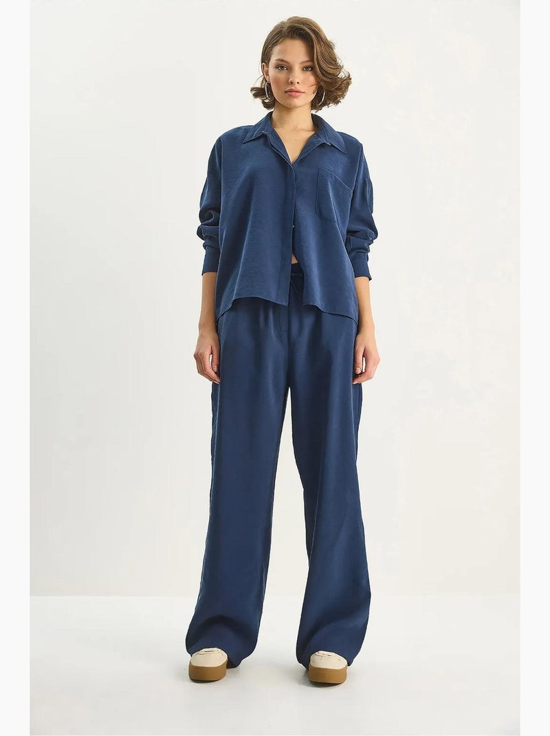 Conjunto co-ord de duas peças camisa-calças lucci Azul-marinho - Kiabi