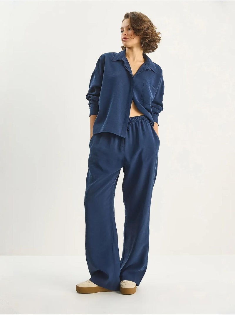 Conjunto co-ord de duas peças camisa-calças lucci Azul-marinho - Kiabi