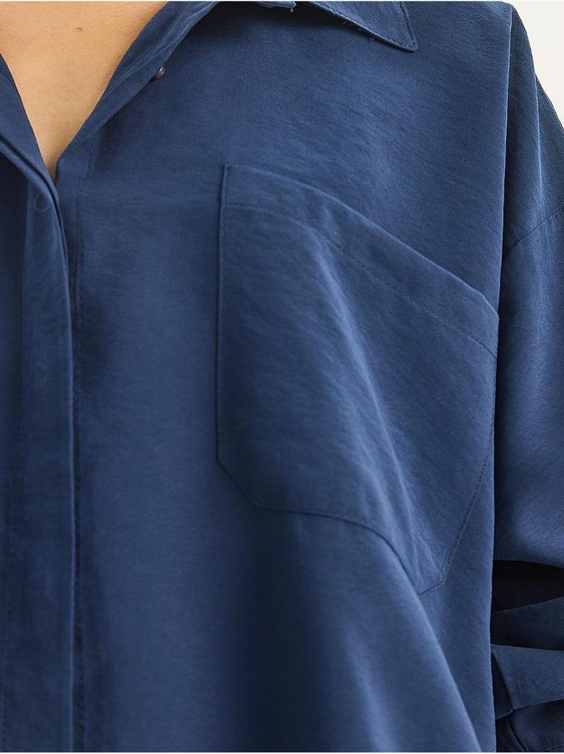 Conjunto co-ord de duas peças camisa-calças lucci Azul-marinho - Kiabi