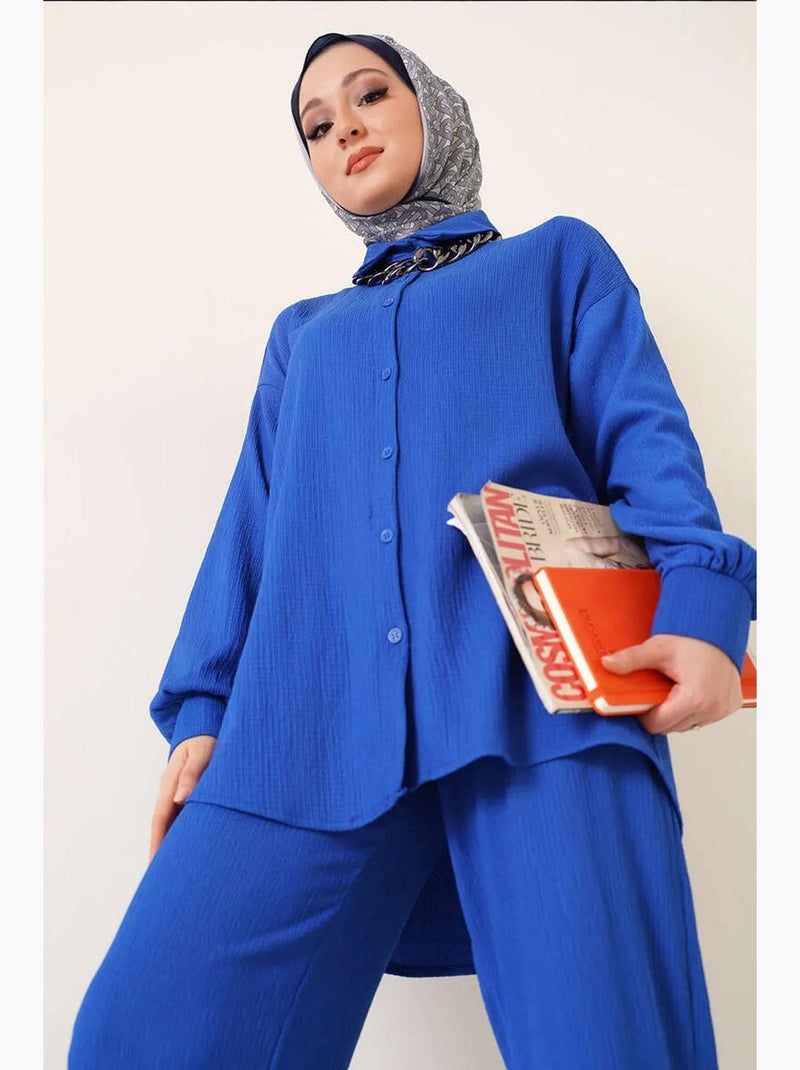 Conjunto co-ord de duas peças com camisa e calças oversized bdart Azul-cobalto - Kiabi