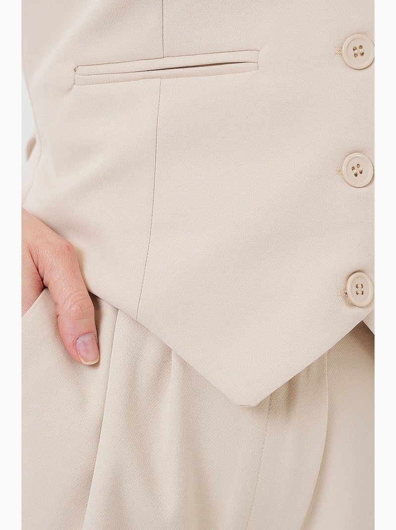 Conjunto co-ord de duas peças com decote em v e botões bdart Creme - Kiabi