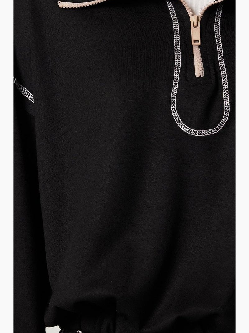 Conjunto co-ord de duas peças com gola com fecho e manga comprida istanbul Preto - Kiabi