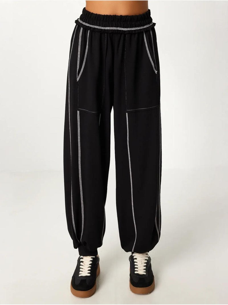 Conjunto co-ord de duas peças com gola com fecho e manga comprida istanbul Preto - Kiabi