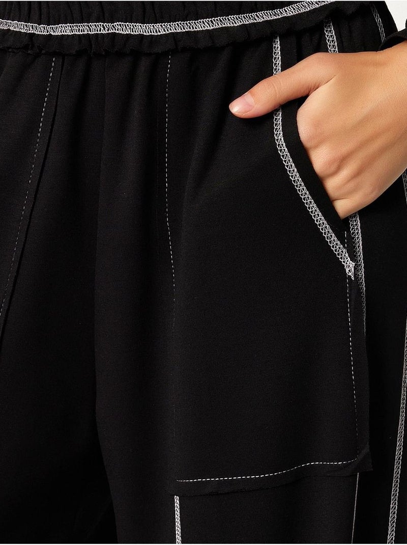 Conjunto co-ord de duas peças com gola com fecho e manga comprida istanbul Preto - Kiabi