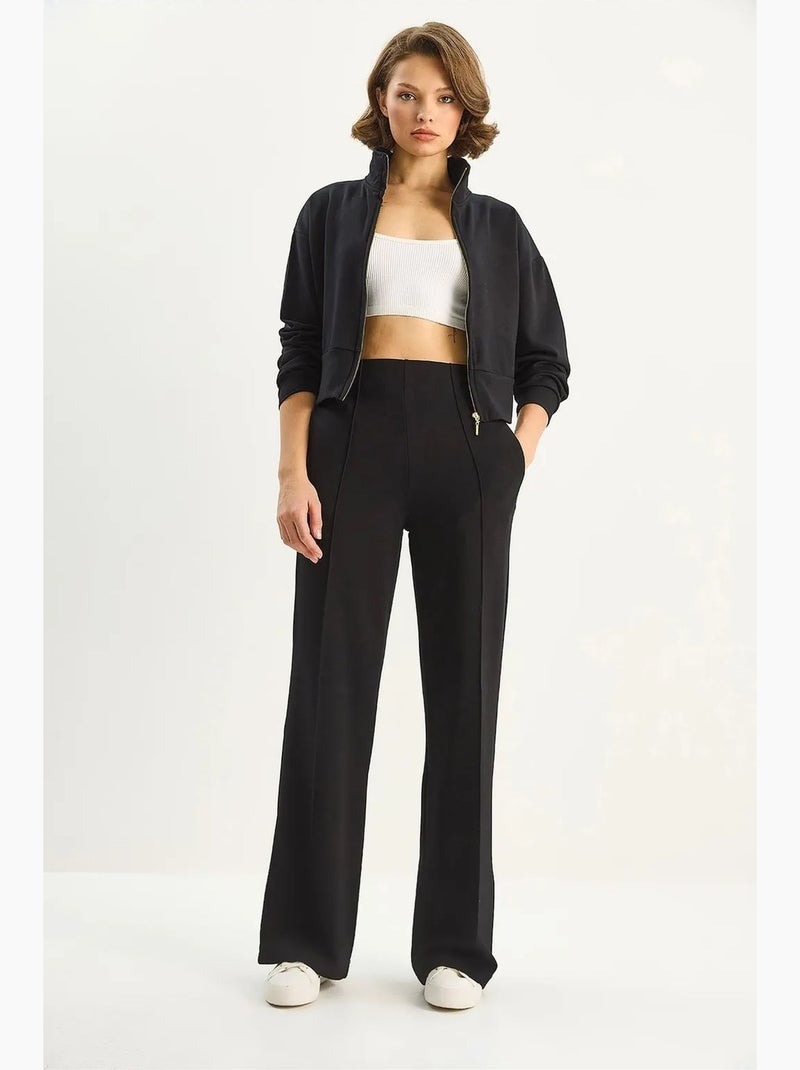 Conjunto co-ord de duas peças com sweatshirt de fecho integral e calças lucci Preto - Kiabi