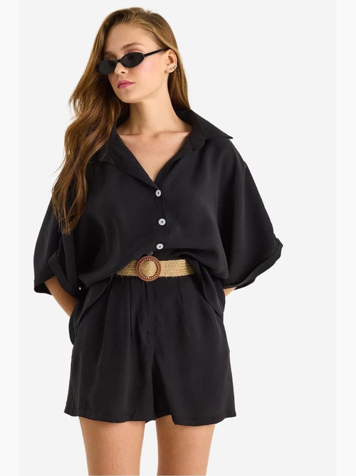 Conjunto co-ord de duas peças de cintura subida com botões lucci - Kiabi Conjunto co-ord de duas peças de cintura subida com botões lucci - Kiabi