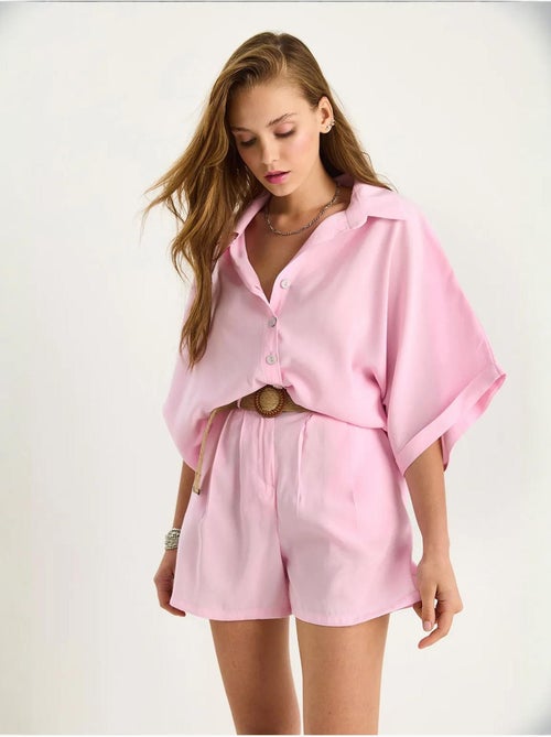 Conjunto co-ord de duas peças de cintura subida com botões lucci - Kiabi Conjunto co-ord de duas peças de cintura subida com botões lucci - Kiabi