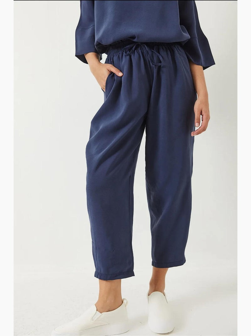Conjunto co-ord de duas peças em poliéster oversized com decote barco lucci Azul-lago - Kiabi