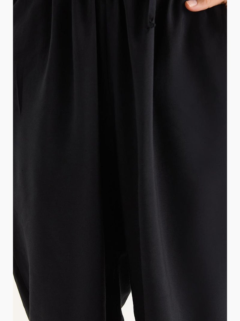 Conjunto co-ord de duas peças em poliéster oversized com decote barco lucci Preto - Kiabi