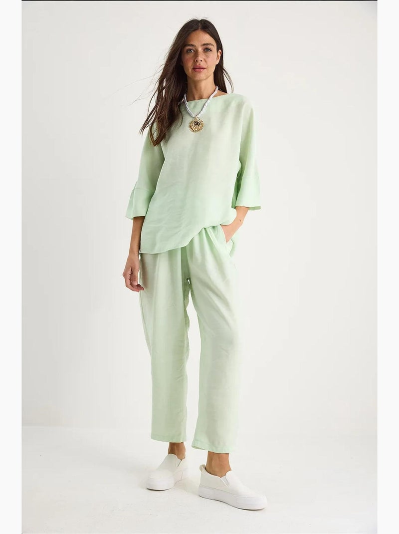 Conjunto co-ord de duas peças em poliéster oversized com decote barco lucci Verde menta - Kiabi