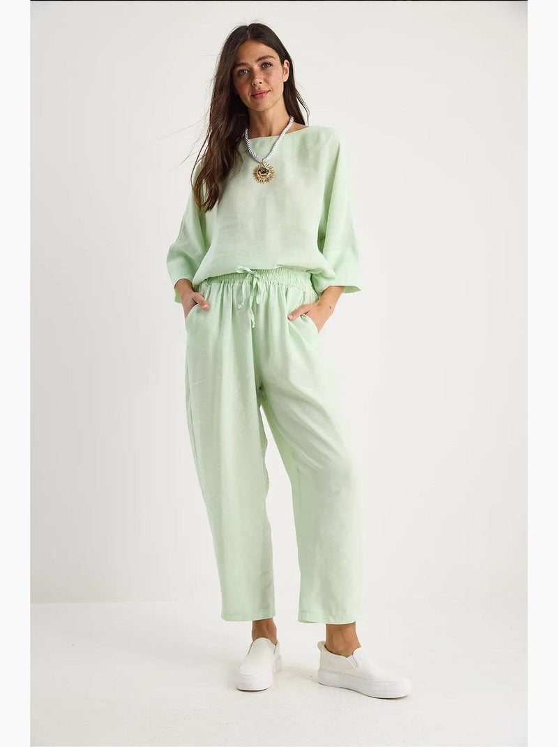 Conjunto co-ord de duas peças em poliéster oversized com decote barco lucci Verde menta - Kiabi