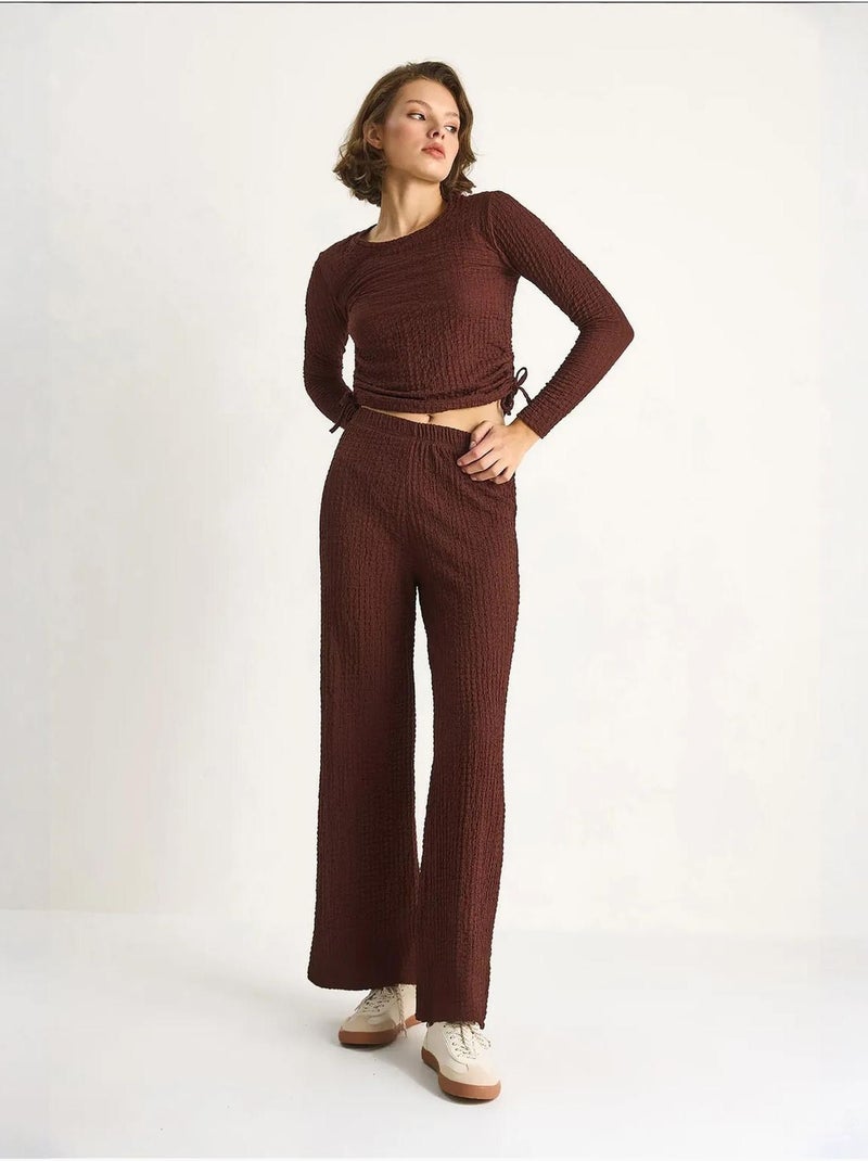 Conjunto co-ord de duas peças justo com calças à boca de sino lucci Castanho-chocolate - Kiabi