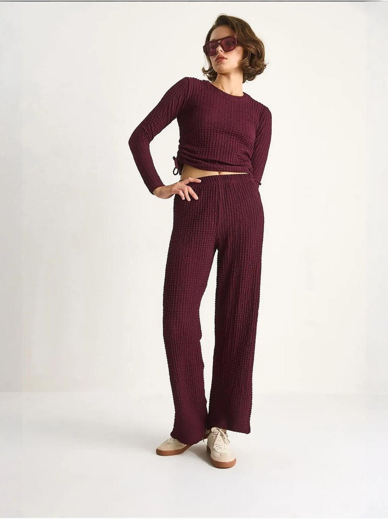 Conjunto co-ord de duas peças justo com calças à boca de sino lucci Malva - Kiabi