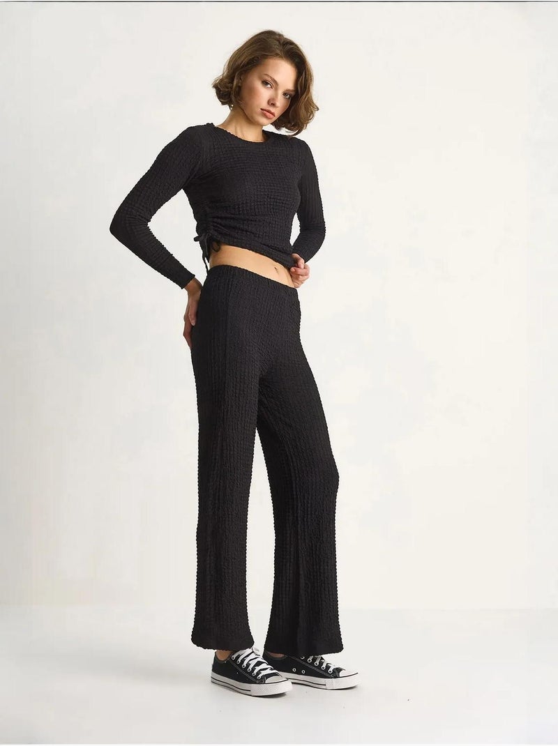 Conjunto co-ord de duas peças justo com calças à boca de sino lucci Preto - Kiabi