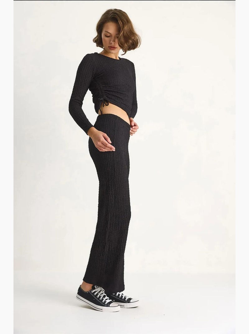 Conjunto co-ord de duas peças justo com calças à boca de sino lucci Preto - Kiabi